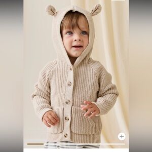 Jamie Kay Adorable Knit Baby Hoodie with Ears in Pink